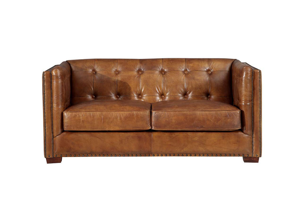 Tuxedo Leather Love Seat - Crafters and Weavers