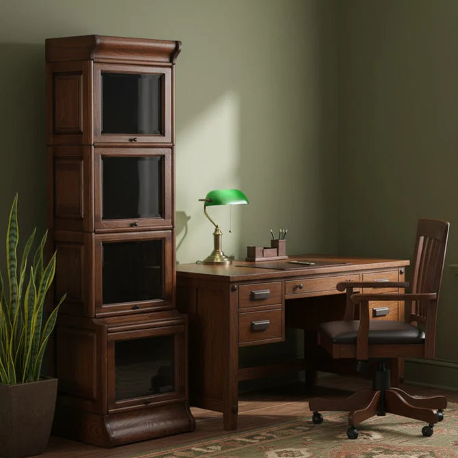 Mission Narrow Barrister Bookcase - Beveled Glass