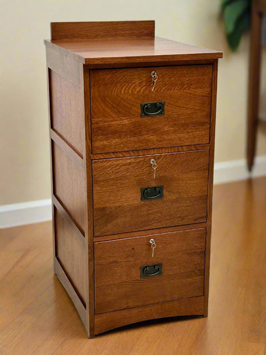 Mission Solid Oak 3 Drawer File Cabinet