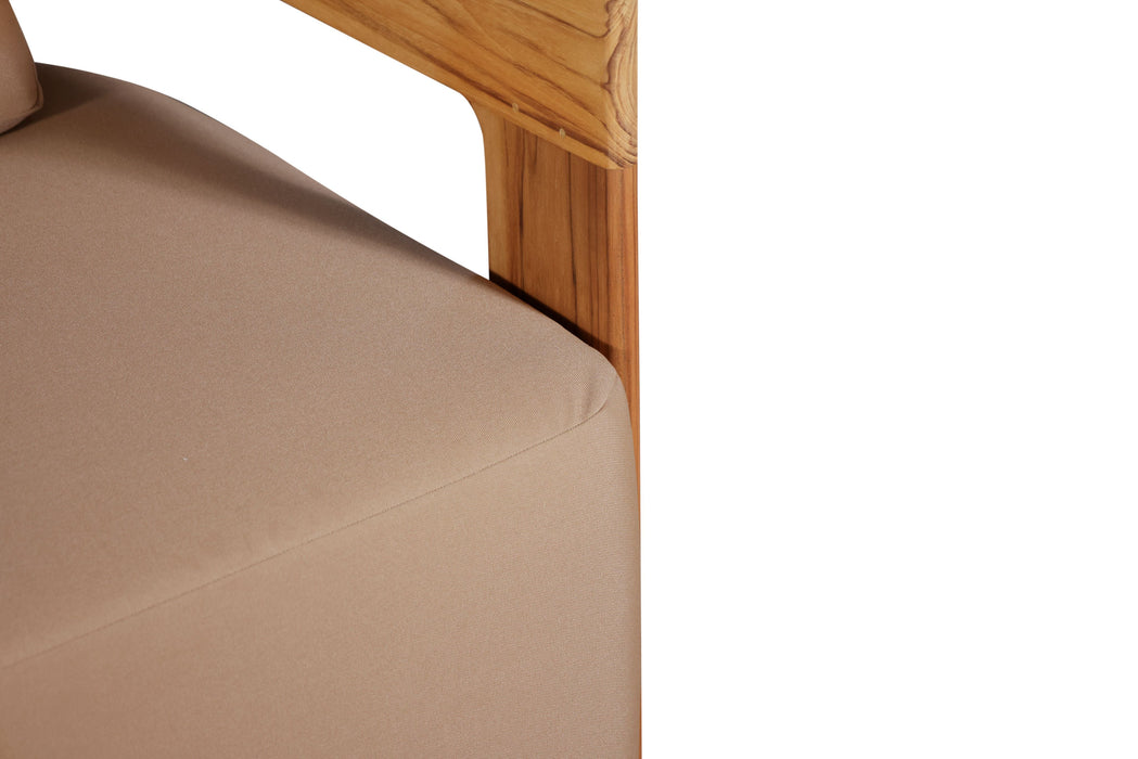 Eclipse Outdoor Solid Teak Wood Love seat - Light Brown Fabric