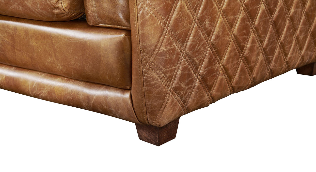 Waco Rustic Modern Arm Chair - Light Brown Leather - Crafters and Weavers