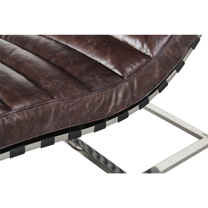 Plano Modern Channeled Leather Chaise Lounge - Dark Brown Leather - Crafters and Weavers