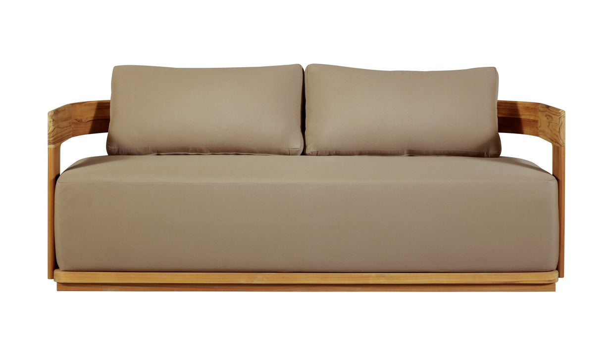 Eclipse Outdoor Solid Teak Wood Love seat - Light Brown Fabric