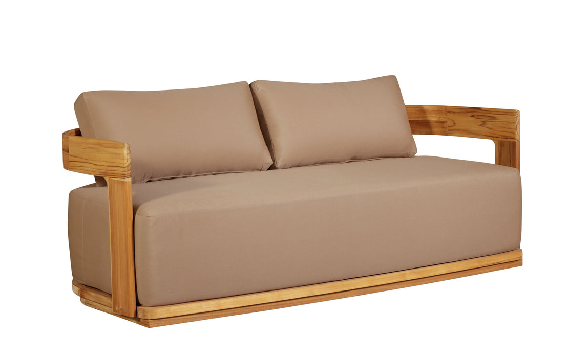 Eclipse Outdoor Solid Teak Wood Love seat - Light Brown Fabric
