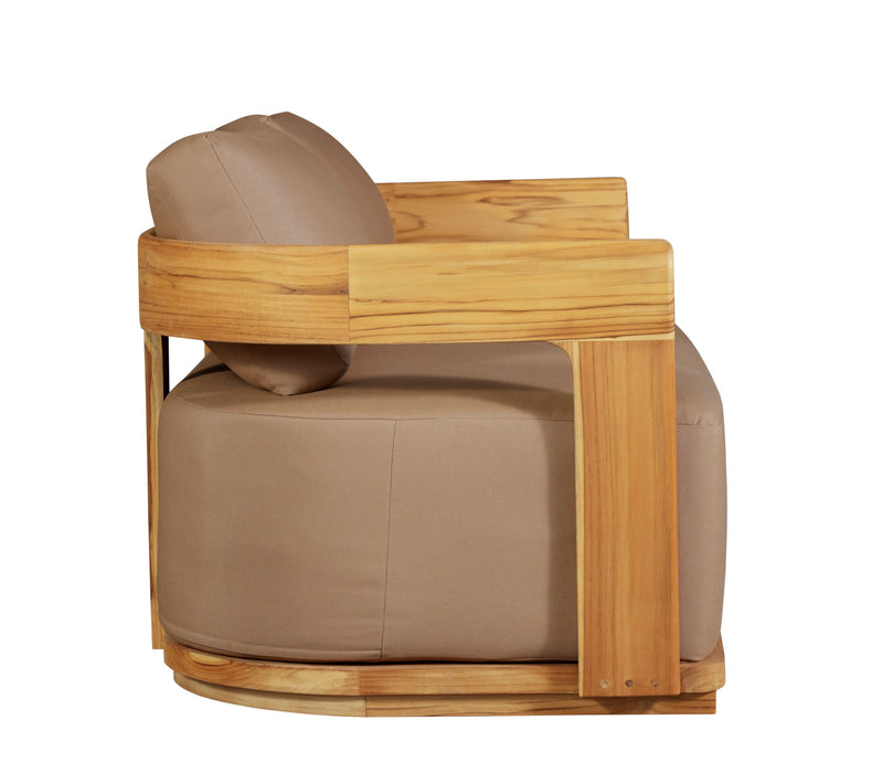Eclipse Outdoor Solid Teak Wood Love seat - Light Brown Fabric