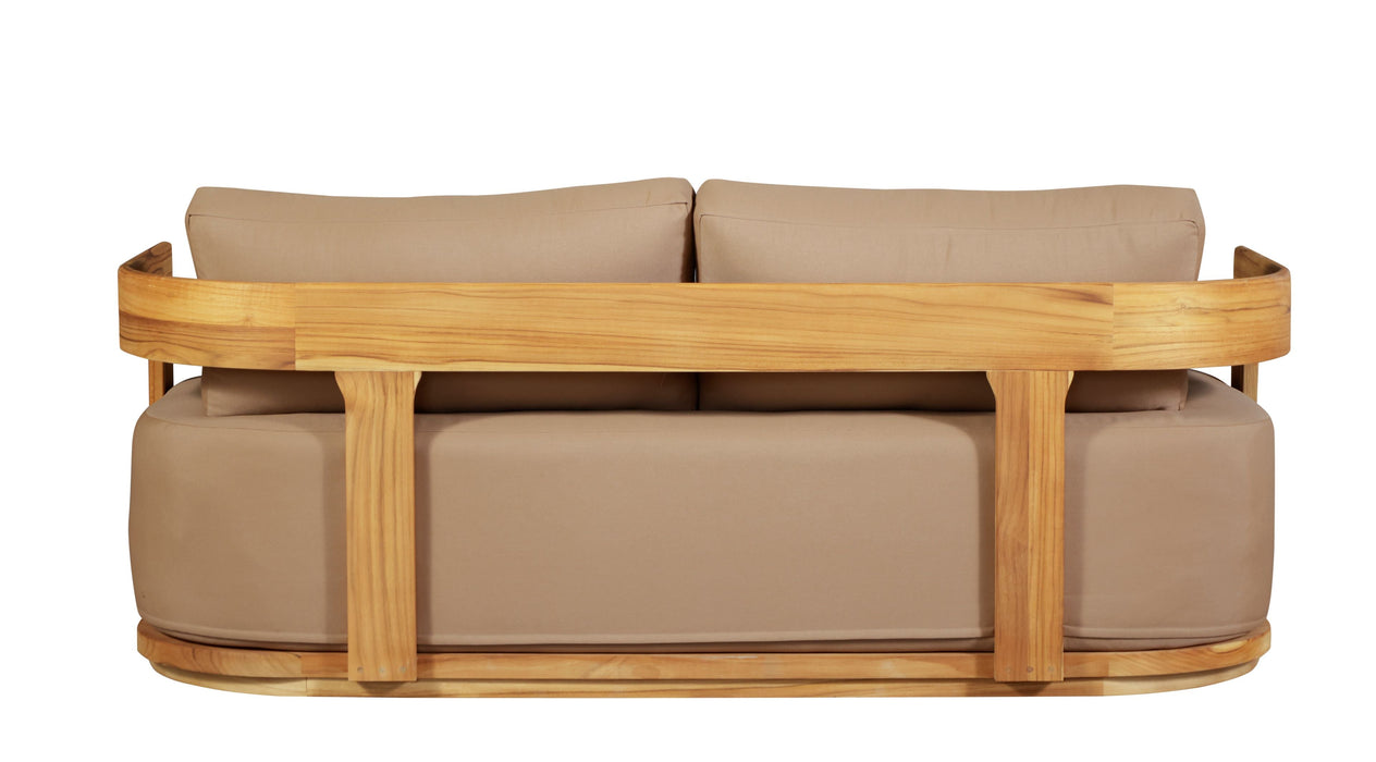 Eclipse Outdoor Solid Teak Wood Love seat - Light Brown Fabric