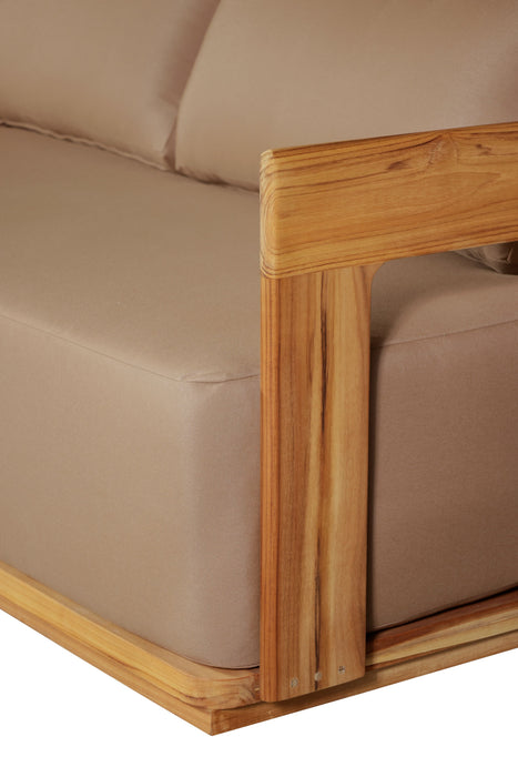 Eclipse Outdoor Solid Teak Wood Love seat - Light Brown Fabric