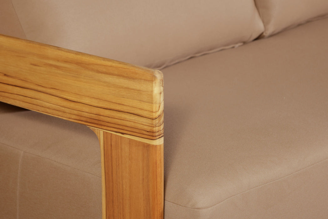 Eclipse Outdoor Solid Teak Wood Love seat - Light Brown Fabric