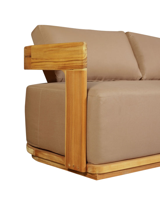 Eclipse Outdoor Solid Teak Wood Love seat - Light Brown Fabric