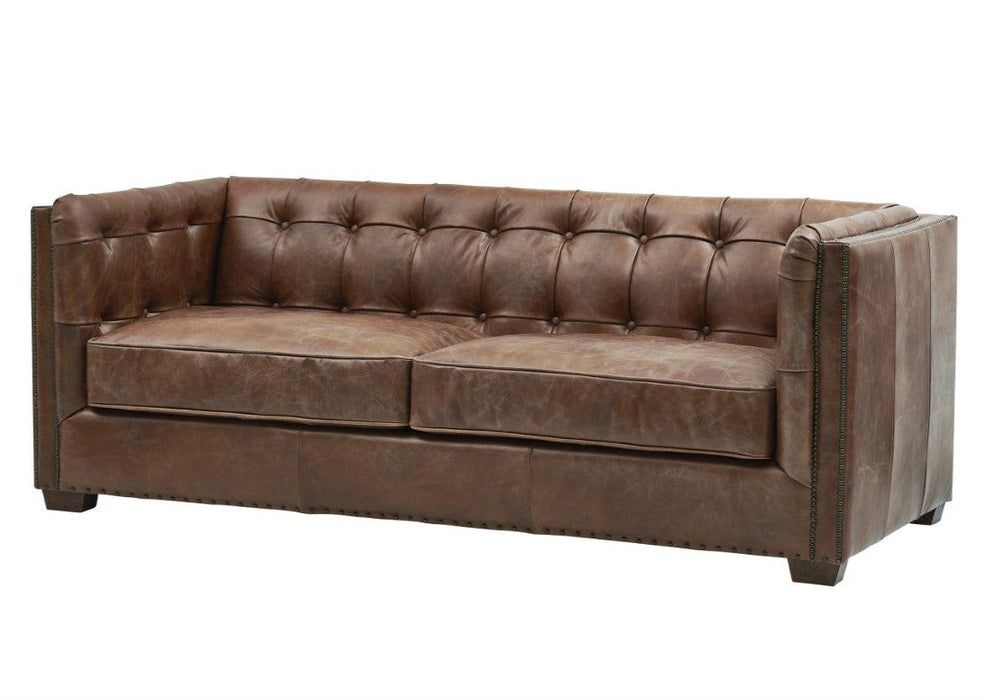 Tuxedo Leather Sofa - Bark Brown