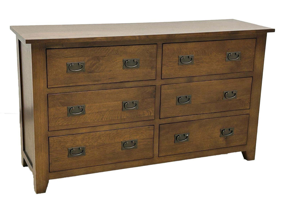 Mission 6 Drawer Oak Dresser - Walnut stain