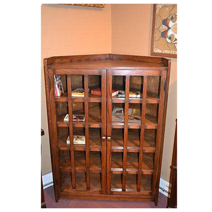 Mission Oak Corner Bookcase - Walnut - Crafters and Weavers