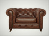 Century Chesterfield Arm Chair - Medium Brown Leather - Crafters and Weavers