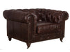 Century Chesterfield Arm Chair - Reddish Brown Leather - Crafters and Weavers