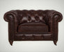 Century Chesterfield Arm Chair - Reddish Brown Leather - Crafters and Weavers