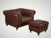 Century Chesterfield Arm Chair - Medium Brown Leather - Crafters and Weavers