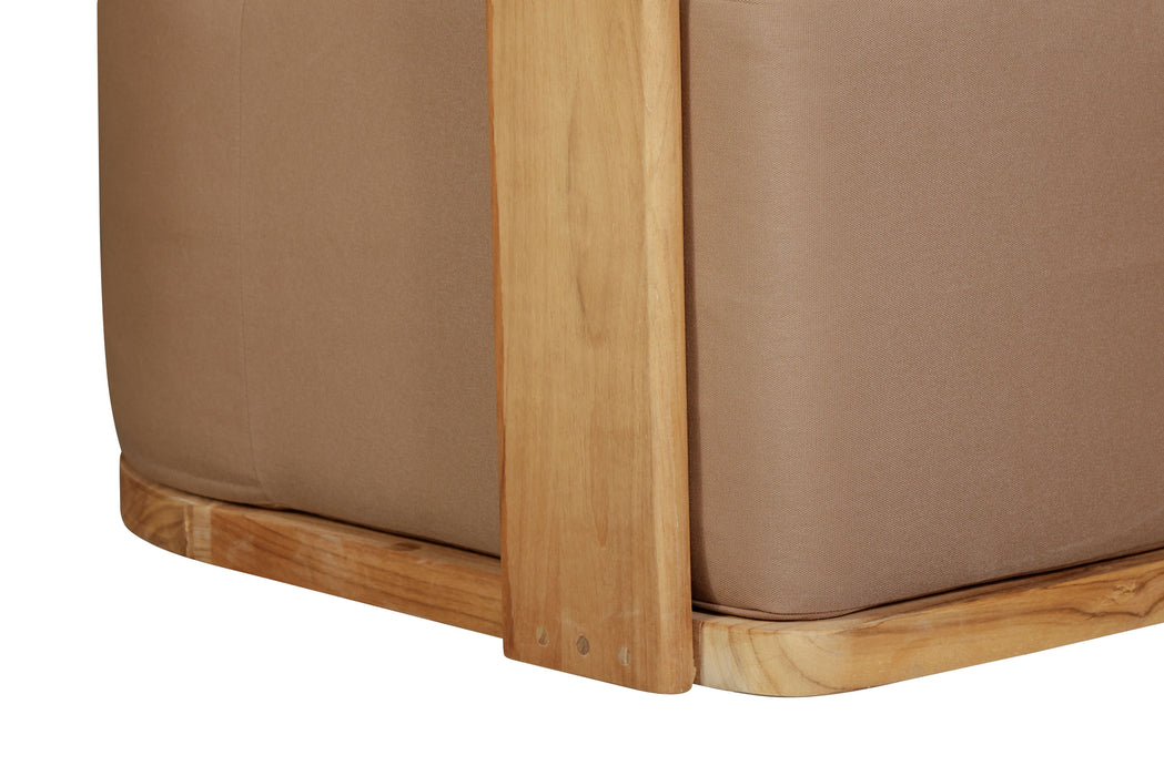 Eclipse Outdoor Solid Teak Wood Revolving Chair - Light Brown Fabric