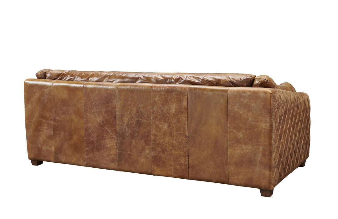 Waco Rustic Modern Sofa - Light Brown Leather - Crafters and Weavers