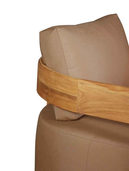 Eclipse Outdoor Solid Teak Wood Revolving Chair - Light Brown Fabric