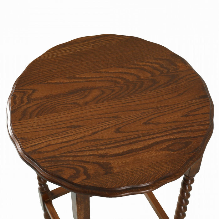 Mission Oak End Table With Barley Twist Legs