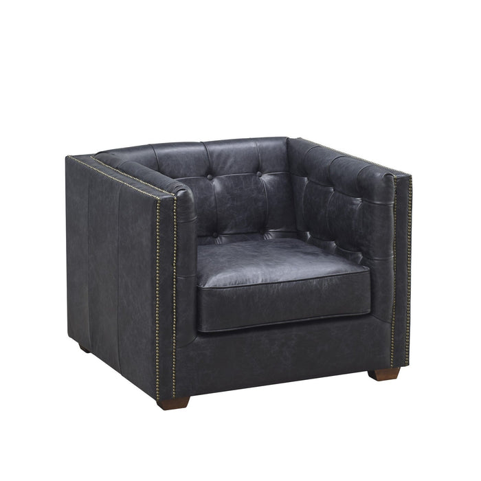 Tuxedo Leather Arm Chair - Slate