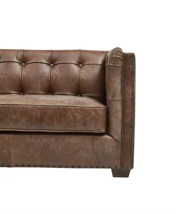 Tuxedo Leather Love Seat - Bark Brown