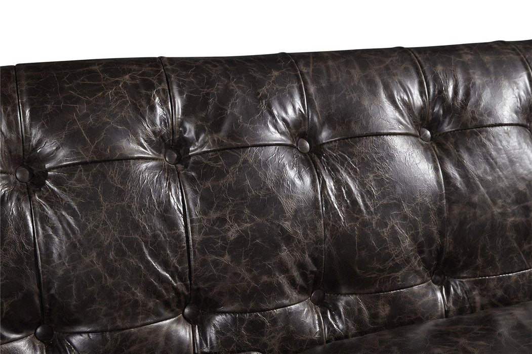 Tuxedo Leather Sofa - Dark Brown - Crafters and Weavers