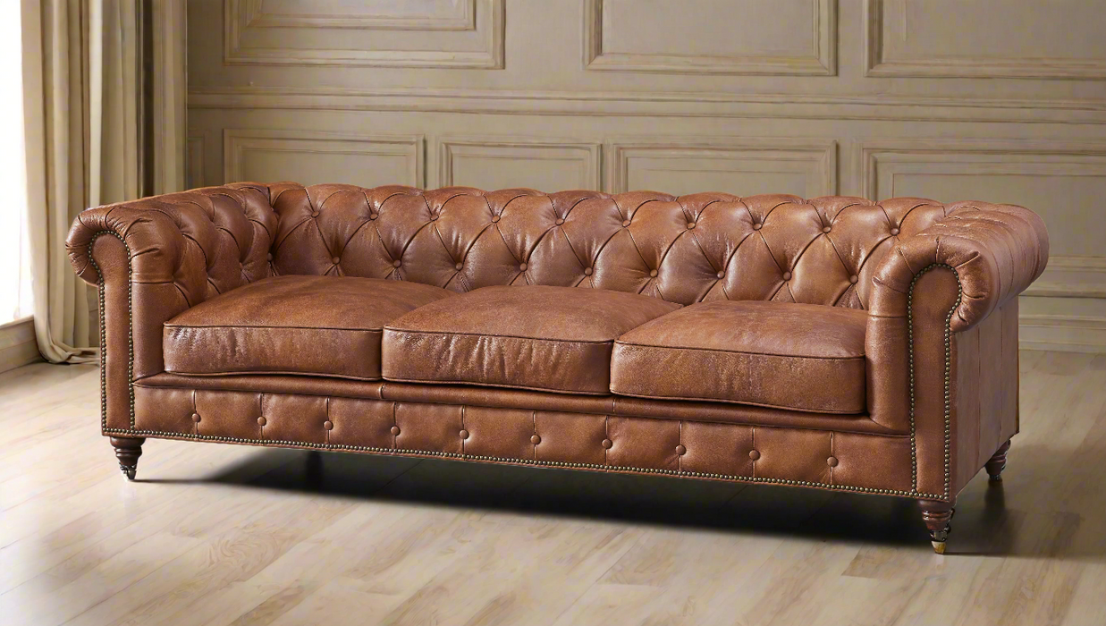 Century Chesterfield Sofa - Bark Brown Leather