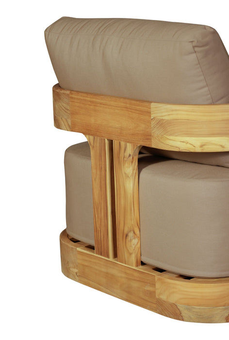 Paradiso Outdoor Solid Teak Wood Revolving Chair - Light Brown Fabric