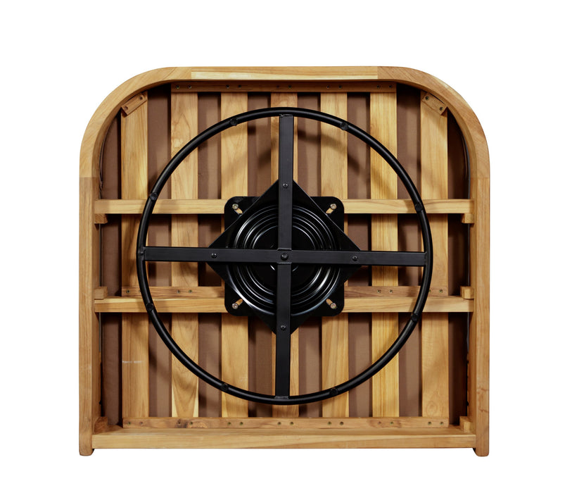 Paradiso Outdoor Solid Teak Wood Revolving Chair - Light Brown Fabric