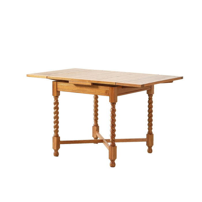 Mission Oak Barley Twist Kitchen Table with 2 Leaves - 2 Stain Options