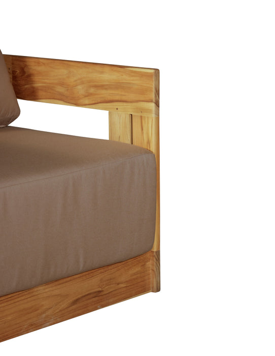 Paradiso Outdoor Solid Teak Wood Revolving Chair - Light Brown Fabric