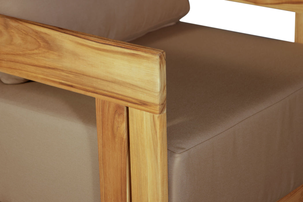 Paradiso Outdoor Solid Teak Wood Revolving Chair - Light Brown Fabric