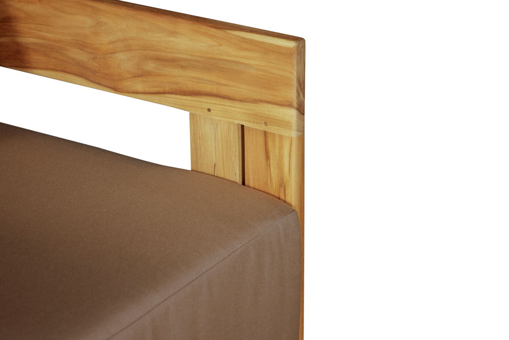 Paradiso Outdoor Solid Teak Wood Revolving Chair - Light Brown Fabric