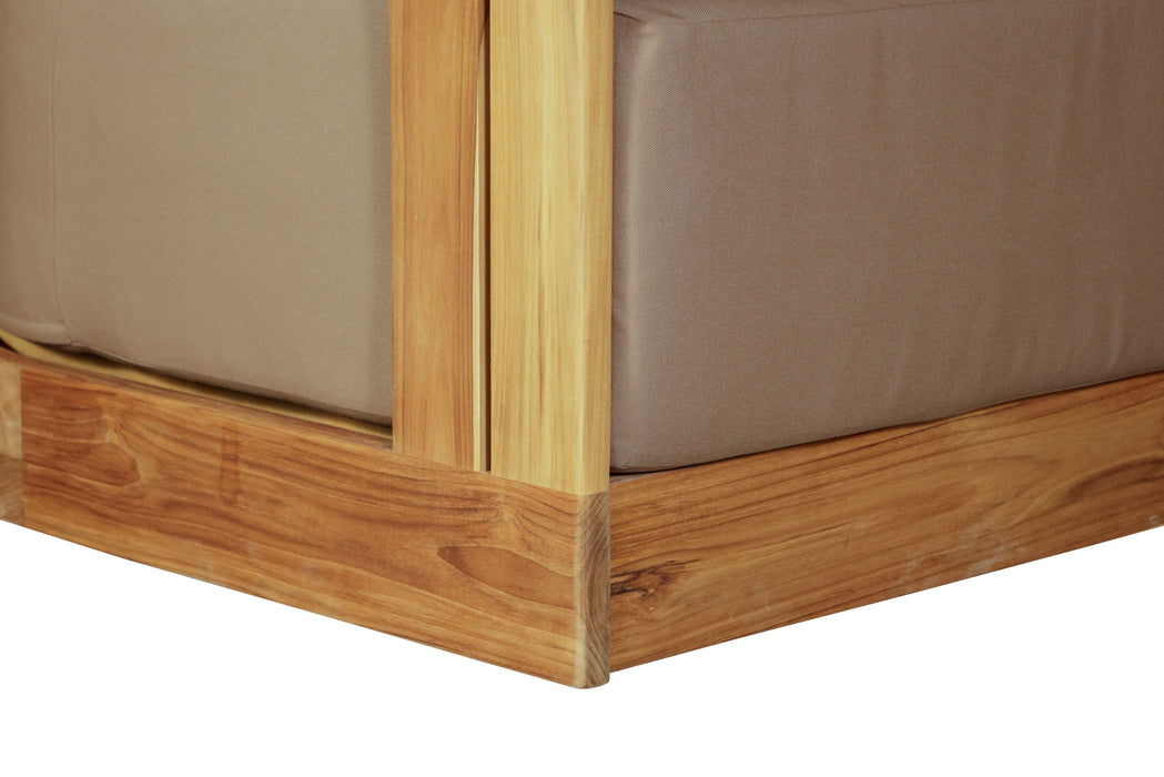 Paradiso Outdoor Solid Teak Wood Revolving Chair - Light Brown Fabric