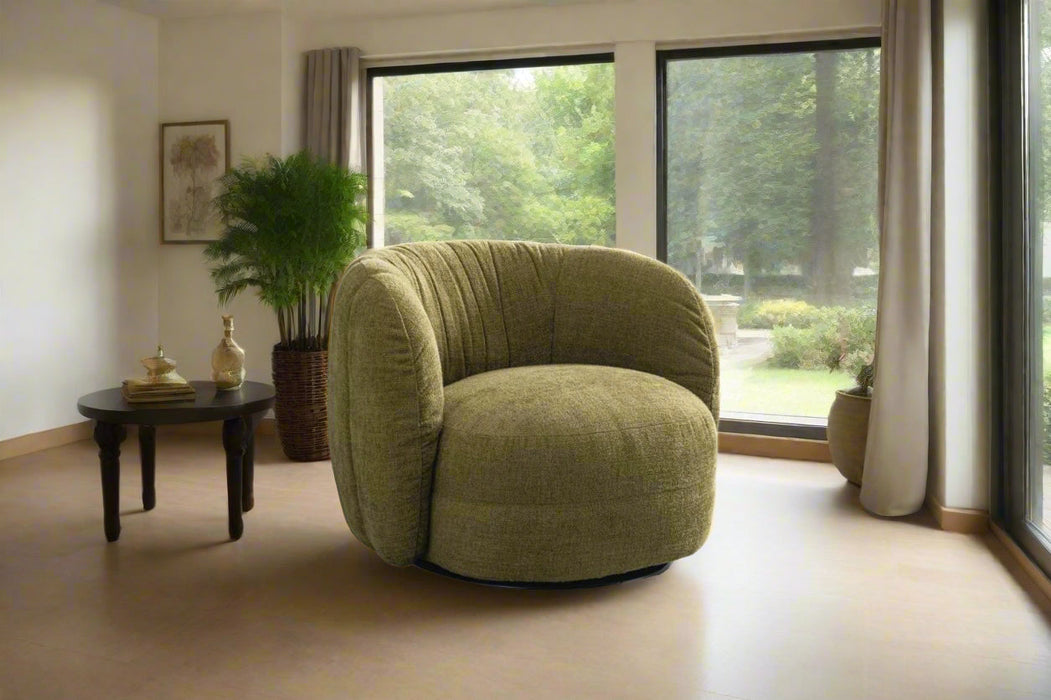 Nest Collection Mid-Century Modern Swivel Arm Chair - Green