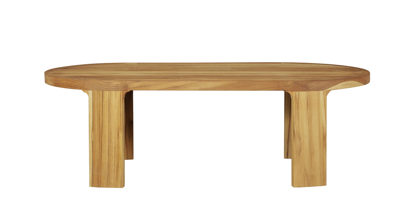 Eclipse Outdoor Solid Teak Wood Coffee Table, Golden Brown