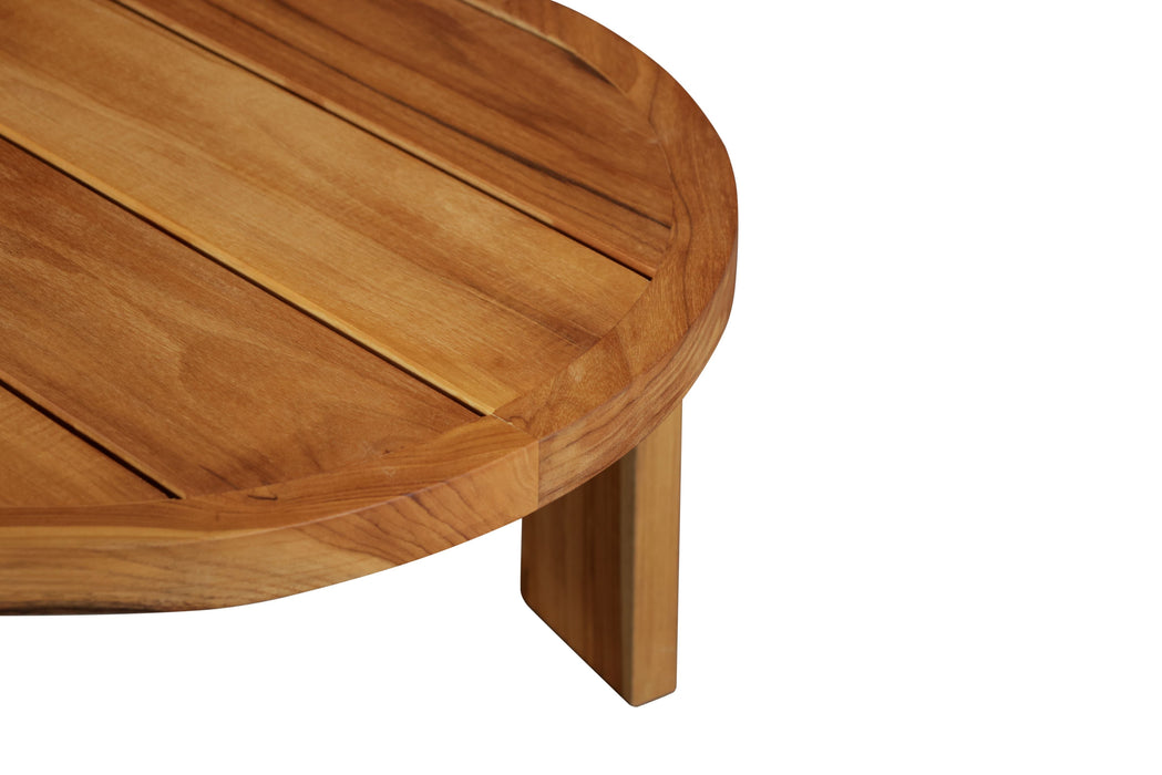 Eclipse Outdoor Solid Teak Wood Coffee Table, Golden Brown