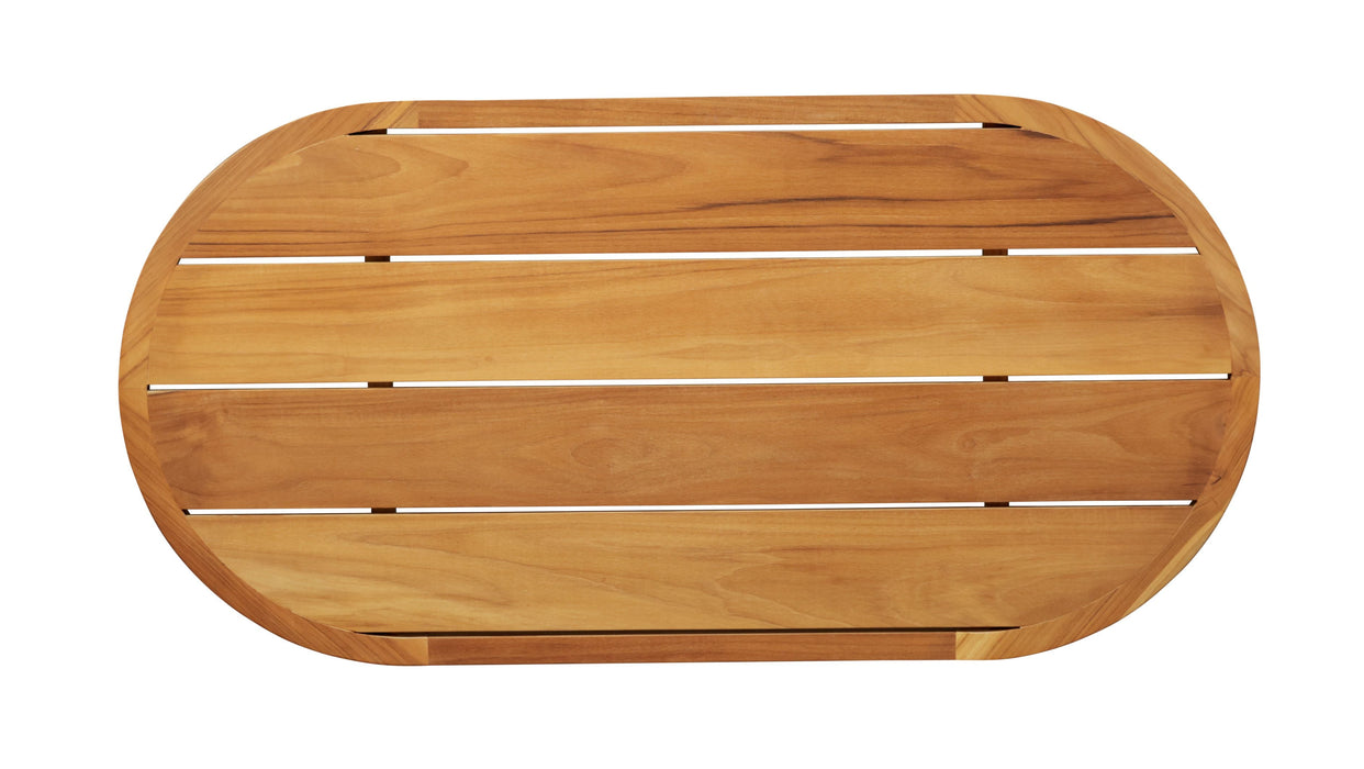 Eclipse Outdoor Solid Teak Wood Coffee Table, Golden Brown