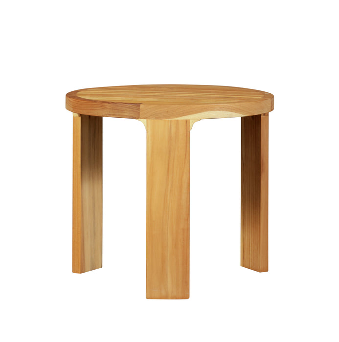 Eclipse Outdoor Solid Teak Wood End Table, Golden Brown