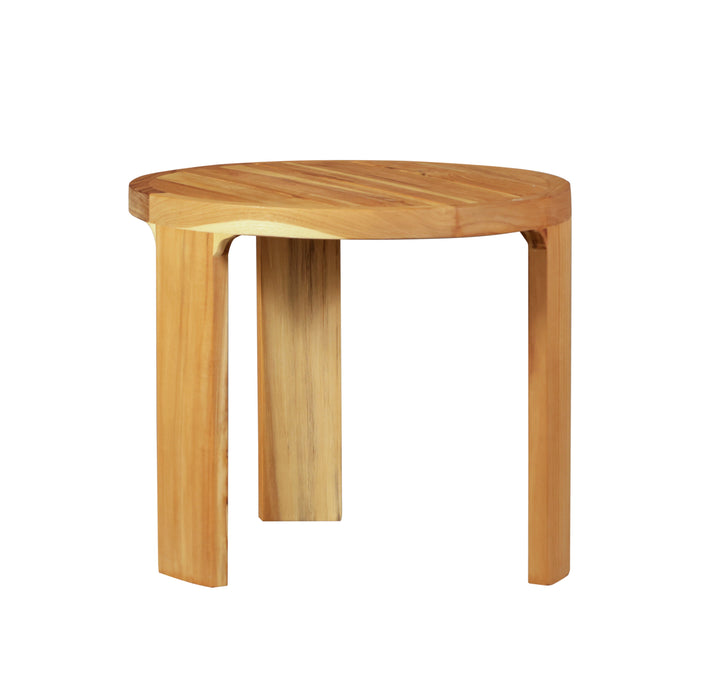 Eclipse Outdoor Solid Teak Wood End Table, Golden Brown