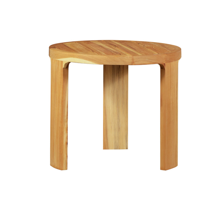 Eclipse Outdoor Solid Teak Wood End Table, Golden Brown
