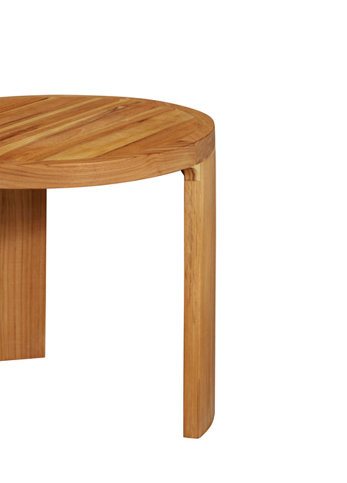 Eclipse Outdoor Solid Teak Wood End Table, Golden Brown