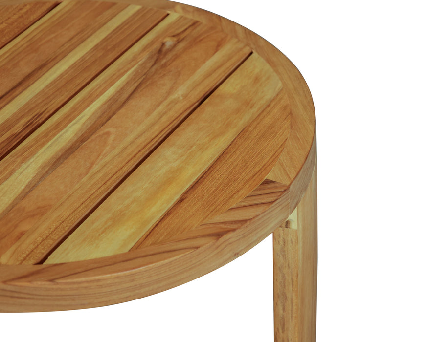 Eclipse Outdoor Solid Teak Wood End Table, Golden Brown