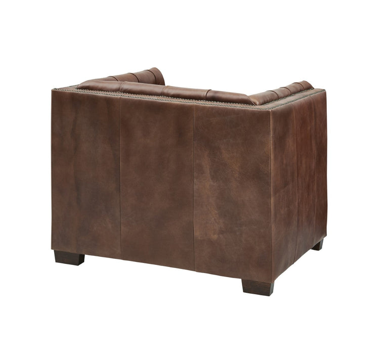 Tuxedo Leather Arm Chair - Bark Brown