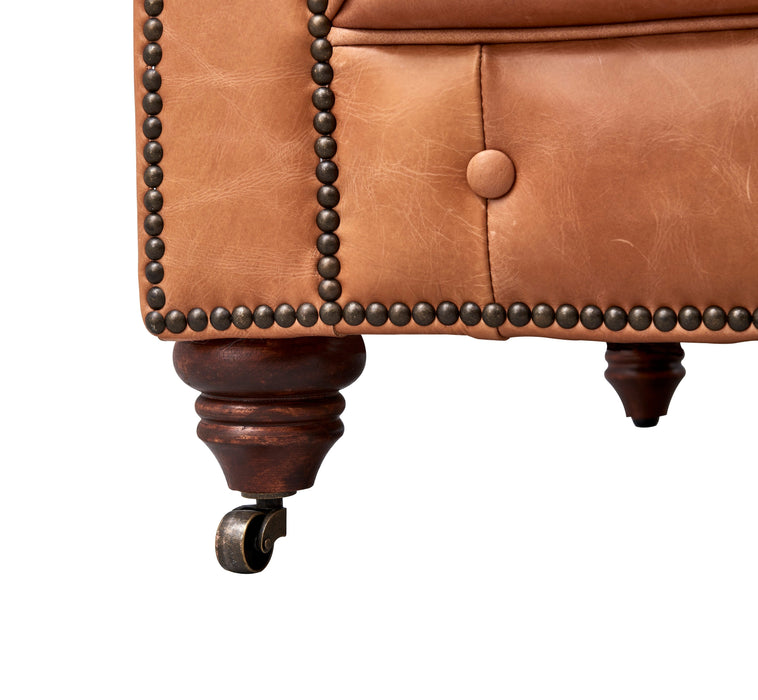 Century Chesterfield Arm Chair - Light Chestnut Leather