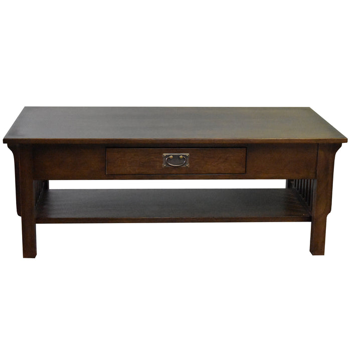 Mission Crofter Style 1 Drawer Coffee Table - Walnut Stain - Crafters and Weavers