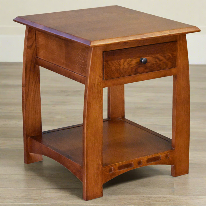 Oak 1 Drawer Inlay End Table - Model A24