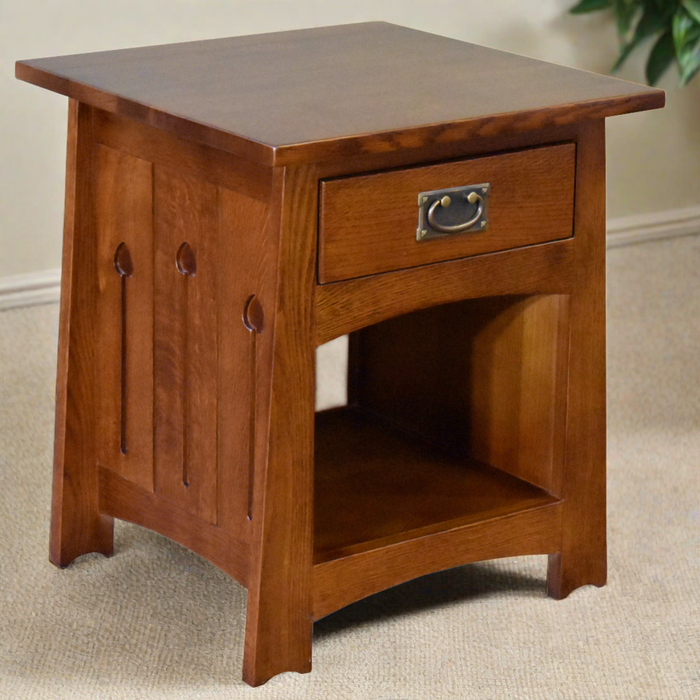 Mission Style Solid Quarter Sawn Oak Keyhole End Table