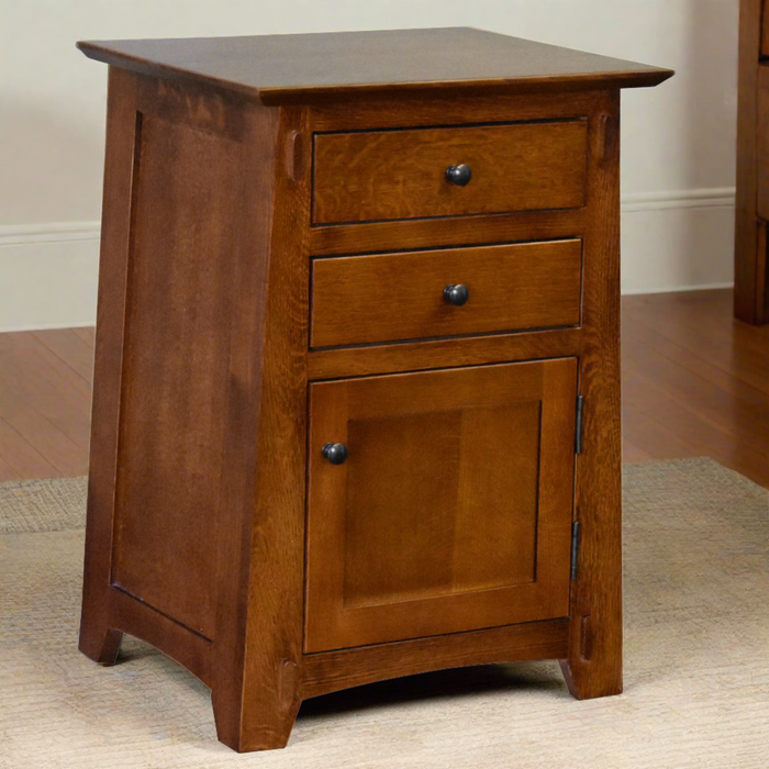 Mission Style Tapered Leg 2 Drawer Nightstand